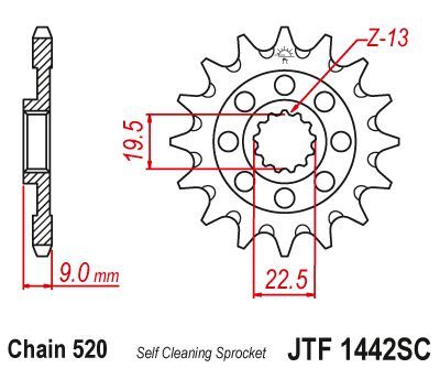 Load image into Gallery viewer, JT Sprockets Front Steel Countershaft Sprocket SC 13 Tooth 13T 520 Chain