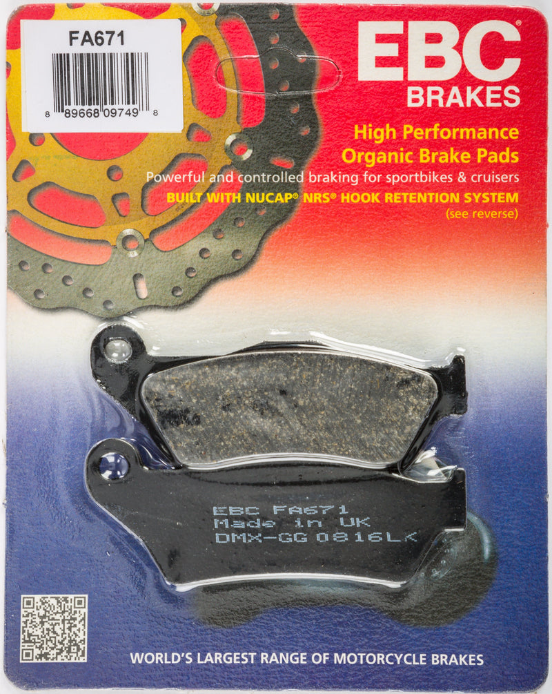Load image into Gallery viewer, EBC 1 Pair FA Series Organic Replacement Brake Pads MPN FA671