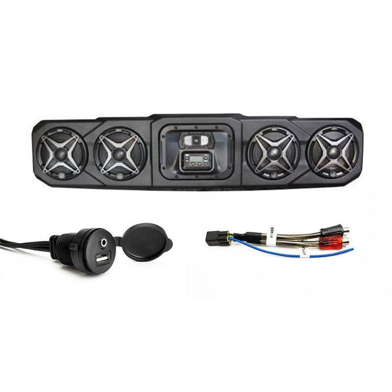 Load image into Gallery viewer, SSV Works Overhead Sound Bar With RCA Harness And AUX/USB Add-On For Polaris Ranger 18-22