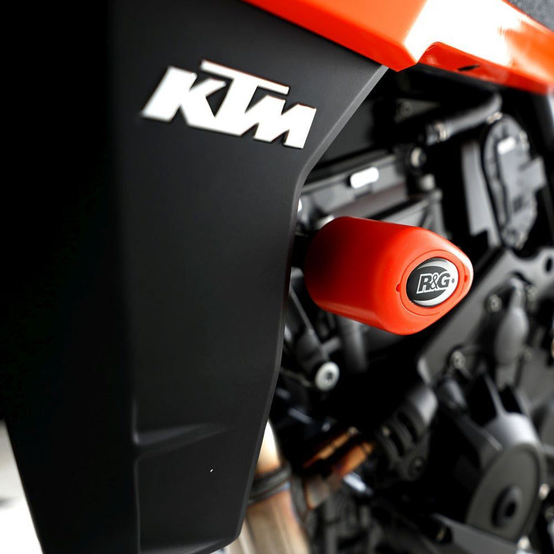 Load image into Gallery viewer, R&G Racing Orange Aero Style Crash Protection Bobbins For 2018-2020 KTM 790 Duke