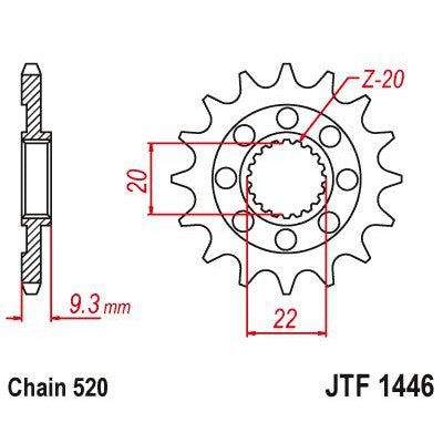 Load image into Gallery viewer, JT Sprockets Front Steel Countershaft Sprocket SC 14 Tooth 14T 520 Chain