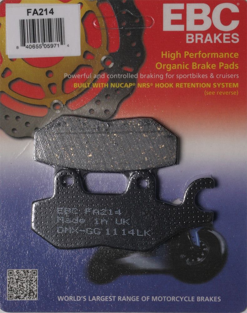 Load image into Gallery viewer, EBC 1 Pair FA Series Organic Replacement Brake Pads MPN FA214