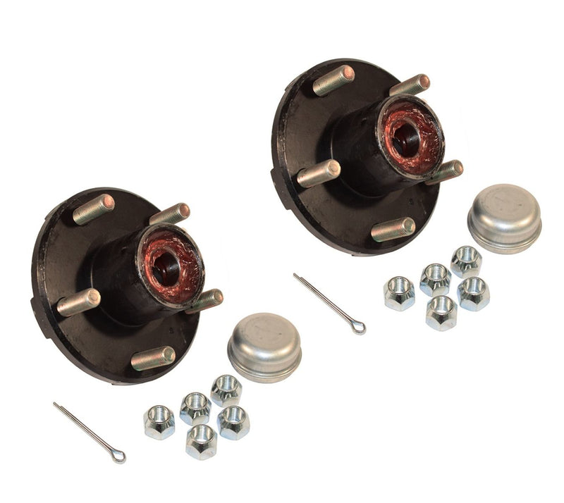 Load image into Gallery viewer, Pre-Greased Trailer Hub Kit (RHI-150-PG-PR) 5 Bolt on 4-1/2 Inch Circle with 1 inch I.D. Bearings - One Pair