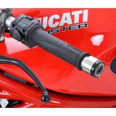 Load image into Gallery viewer, R&G Racing Black Bar End Sliders For 2016-2018 Aprilia Dorsoduro 750 ABS