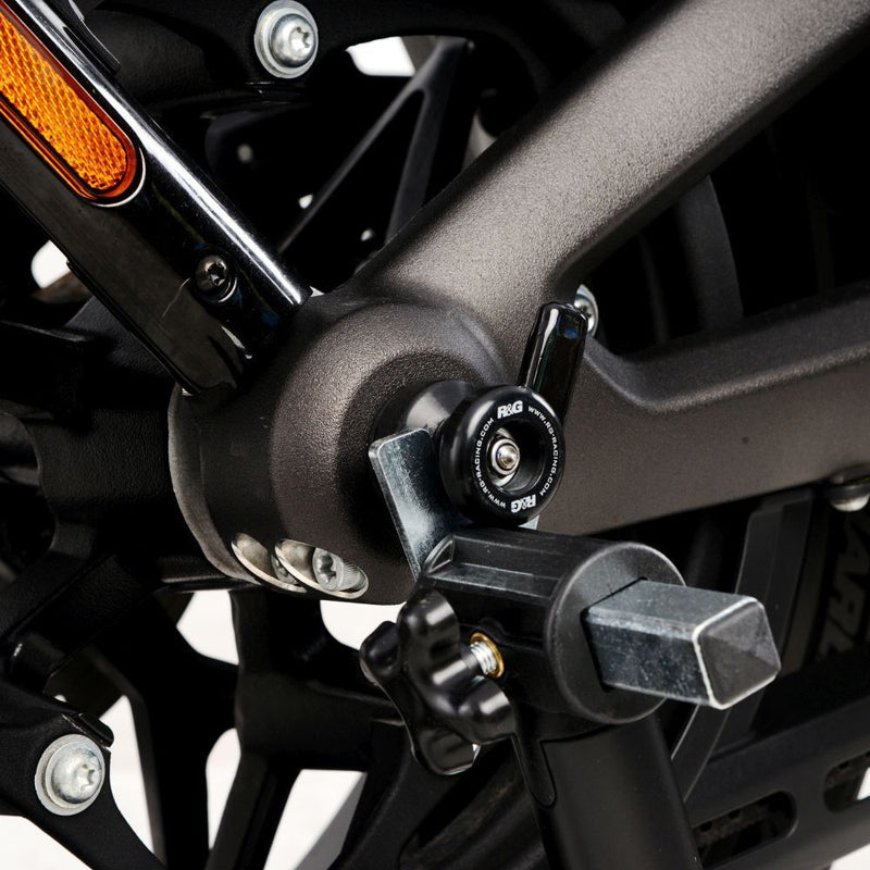 Load image into Gallery viewer, R&G Racing Black Spindle Sliders For 2020-2022 Harley-Davidson LiveWire ELW