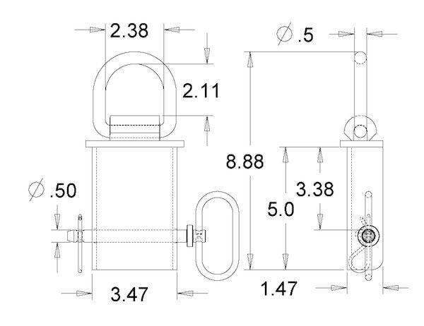 Load image into Gallery viewer, 1/2 Inch Forged Stake Pocket D-Ring With 2-1/2 Inch I.D.