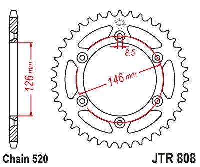 Load image into Gallery viewer, JT Sprockets Rear Steel Sprocket 43 Tooth 43T 520 Chain JTR808.43