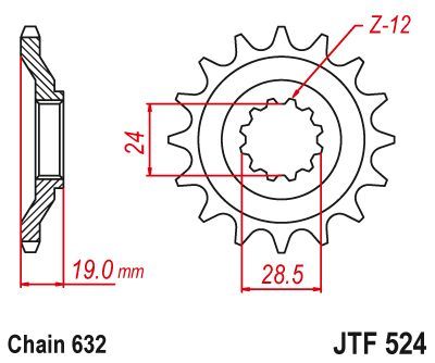 Load image into Gallery viewer, JT Sprockets Front Steel Sprocket 15 Tooth 15T 632 Chain JTF524.15
