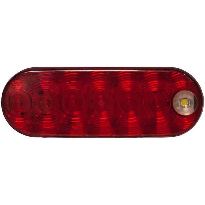 LED Tail Light with Cyclops Back-Up Eye - Grommet Mount - 6.50 X 2.25 Inch Oval, Red + White