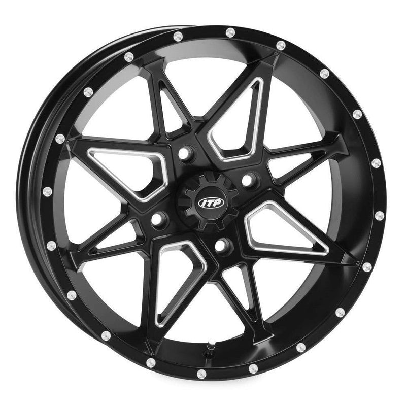 Load image into Gallery viewer, ITP Tornado 14" Matte Black Wheels And Mud Lite Tires [27x10-14]
