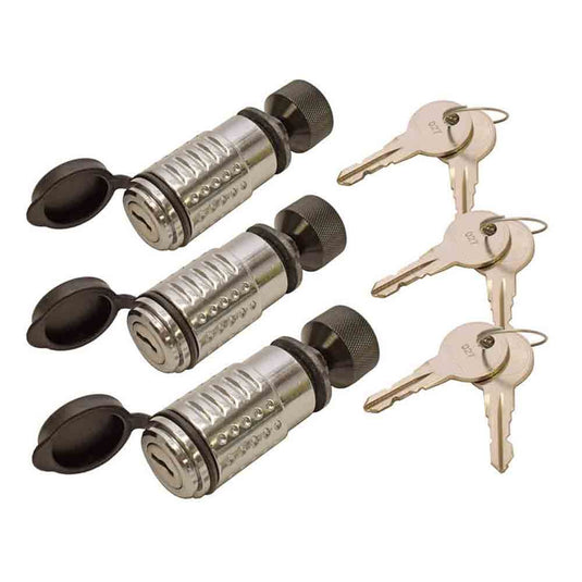 Keyed Alike - Spare Tire Lock - Adjustable 1/4 Inch to 7/8 Inch Internal Width - 1/2 Inch Diameter Pin - 3 Pack