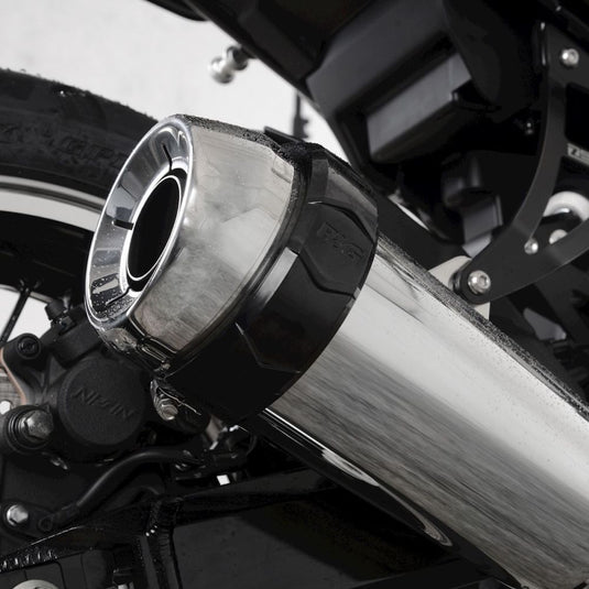 R&G Racing Black Exhaust Protector 4.5 to 5.5" Can Cover For 2008-2013 Aprilia Mana 850