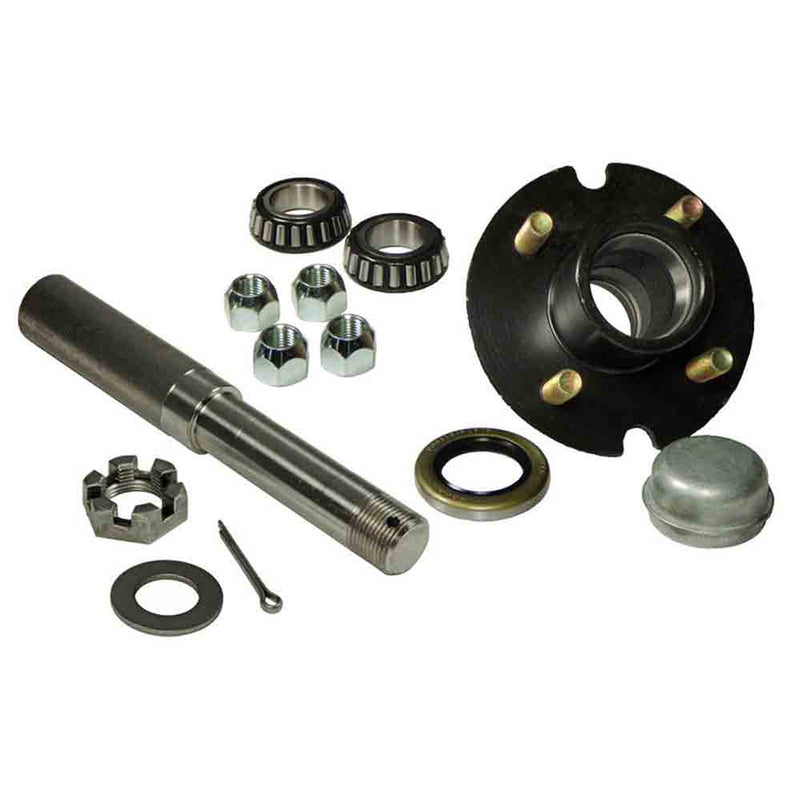Load image into Gallery viewer, Single - 4-Bolt on 4 Inch Hub Assembly with 1 Inch Straight Spindle &amp; Bearings
