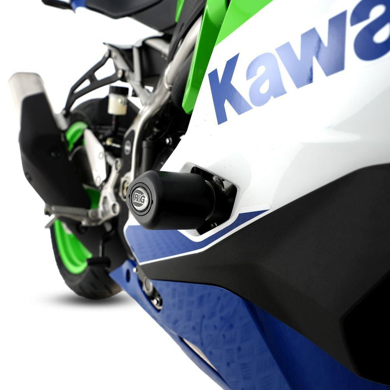 Load image into Gallery viewer, R&amp;G Racing Black Aero Style Crash Protection Bobbins For 2020 Kawasaki Ninja ZX-25R
