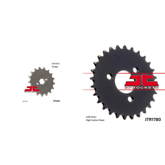 Front and Rear Steel Sprocket Kit for OffRoad KAWASAKI KX50 2003-2006