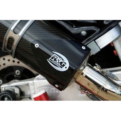 R&G Racing Black Tri Oval Exhaust Protector Can Cover For 2007-2008 Suzuki GSXR1000
