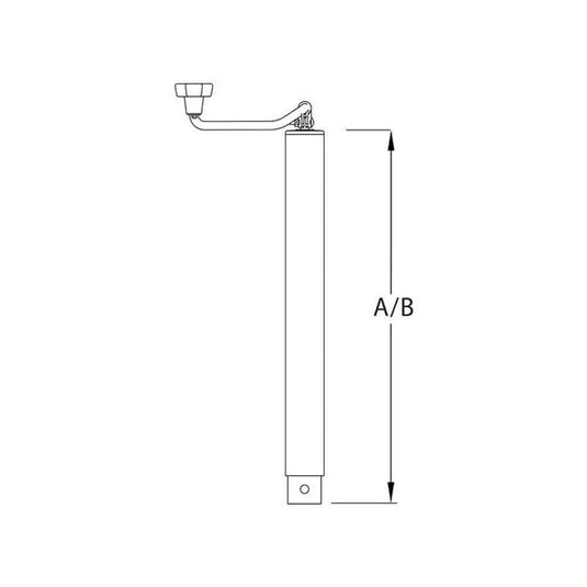 Bulldog Round Trailer Jack, No Mount, 5,000 lbs. Lift Capacity, Top Wind, Weld-On, 15 in. Travel