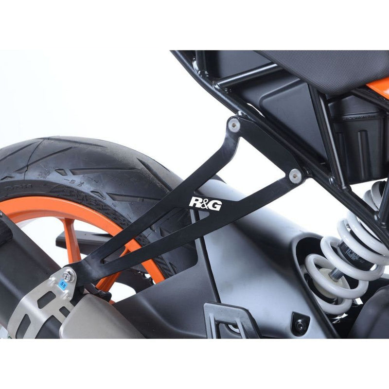 Load image into Gallery viewer, R&amp;G Racing Black Exhaust Hanger For 2017-2020 KTM 390 RC
