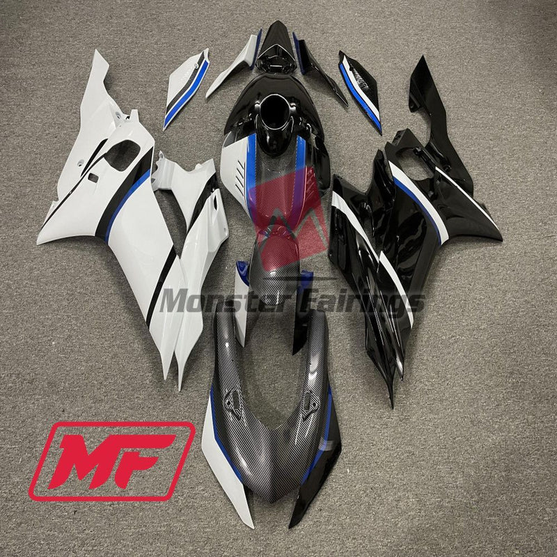 Load image into Gallery viewer, Monster Fairings Full Kit Yamaha R6 17-22 Sky Blue Carbon Fiber Style Split + Windshield + Gas Tank Cover
