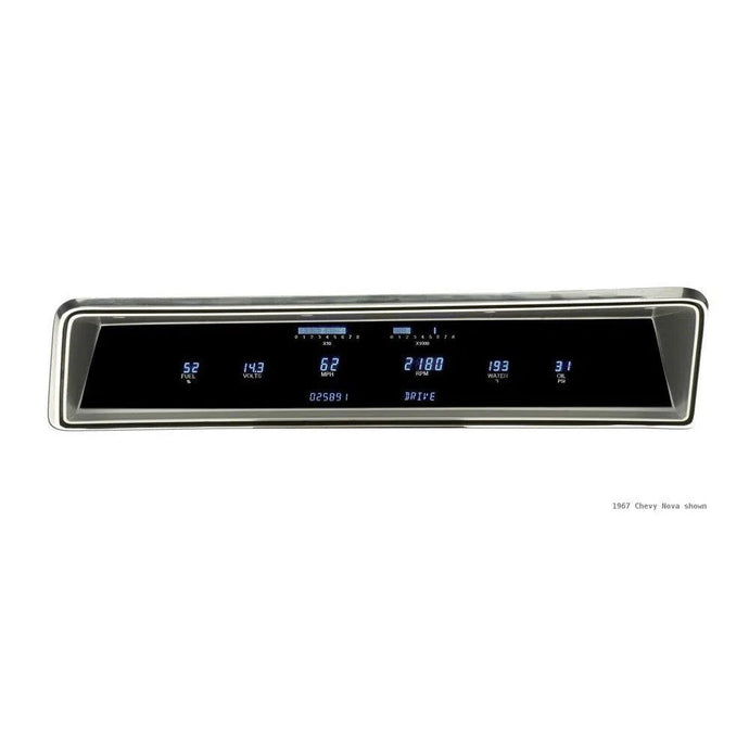 Dakota Digital 67 Nova Dash Gauges w/ new dash bezel - Blue VFD3-67C-NOV-NB LS