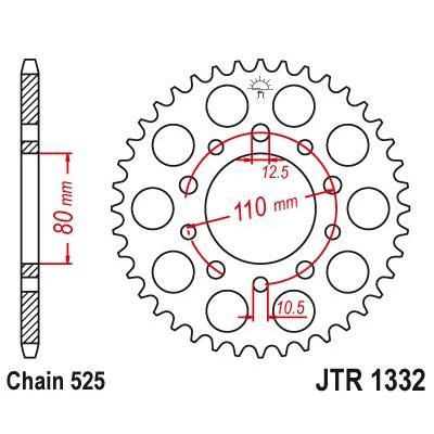 Load image into Gallery viewer, JT Sprockets Rear Steel Sprocket 44 Tooth 44T 525 Chain JTR1332.44
