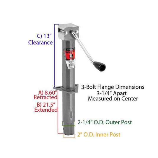 A-Frame Sidewind Trailer Jack With Caster And Mounting Hardware