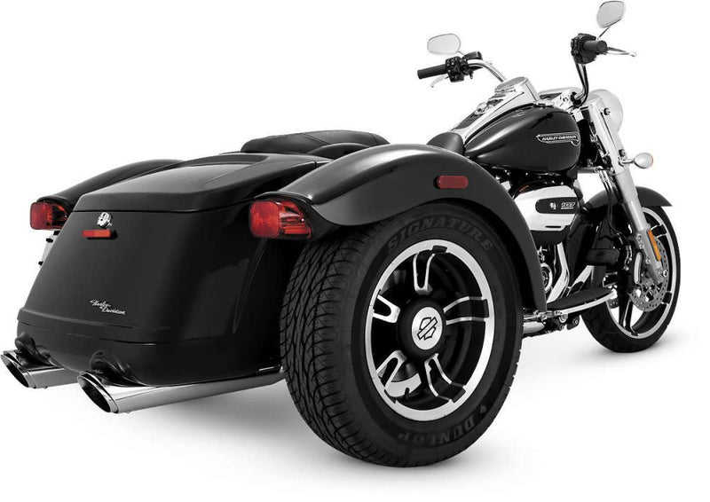 Load image into Gallery viewer, Vance And Hines Twin Slash Muffler 4in Round Slip On Exhaust Chrome With Fuelpak FP4
