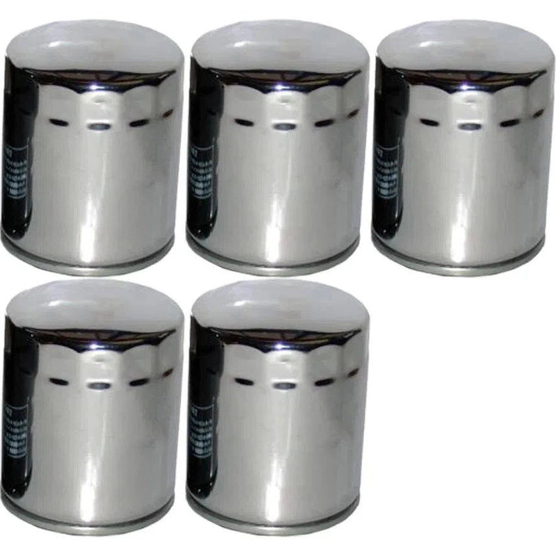 Load image into Gallery viewer, Set of 5 HiFlo Oil Filters Hf171C-Chrome For Harley Davidson Twin Cam 1999-2017
