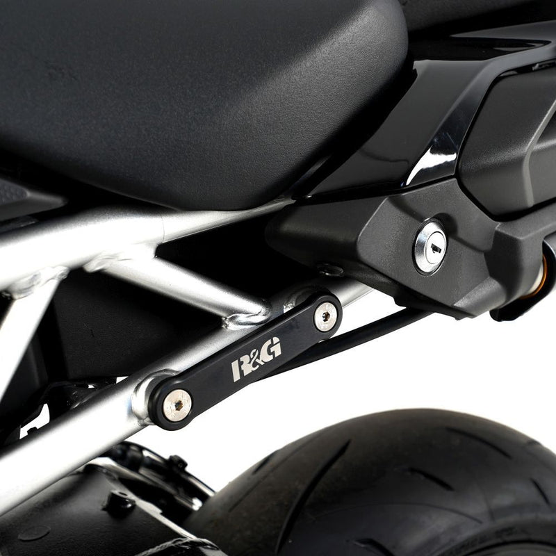 Load image into Gallery viewer, R&amp;G Racing Black Rear Foot Rest Delete Blanking Plates For 2020-2024 Kawasaki Ninja ZX-25R
