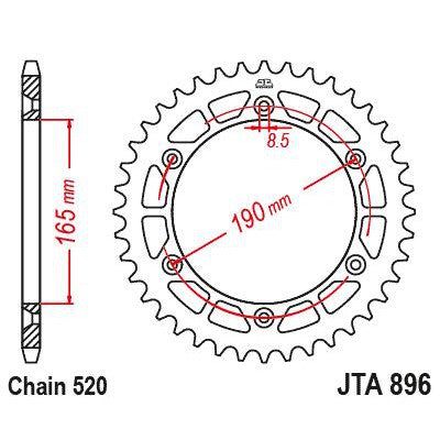JT Sprockets Rear Racelite Aluminum Race Sprocket Black 50 Tooth 50T 520 Chain