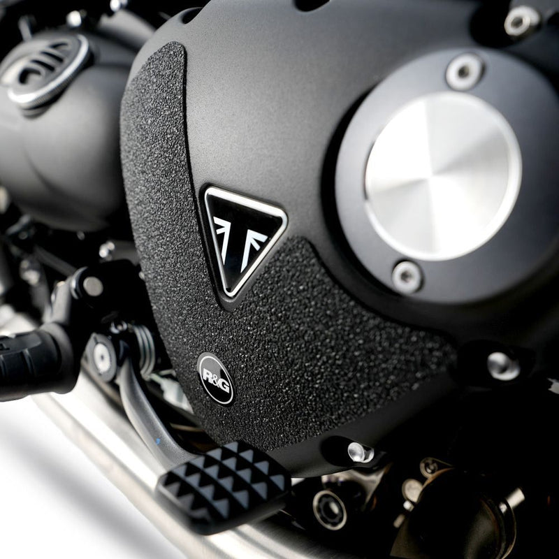 Load image into Gallery viewer, R&amp;G Racing Black Boot Guard Kit For 2017-2024 Triumph Bonneville Bobber
