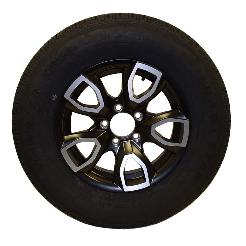 Load image into Gallery viewer, 14 inch Black Aluminum Spoke Wheel Assembly / 5 on 4.5 -  ST205/75 R14 - Load Range C
