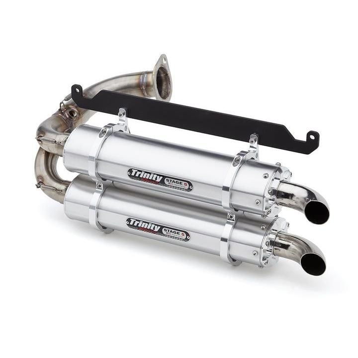 Trinity Racing Stage 5 Dual Slip On Exhaust Brushed Muffler TR-4169S