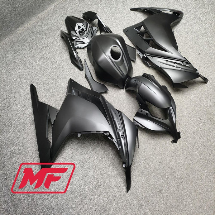 Monster Fairings Full Kit Kawasaki EX300 13-24 Matte Black + Windshield + Gas Tank Cover