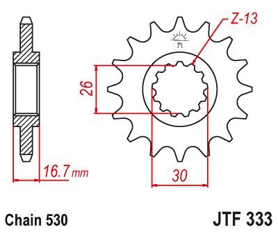 Load image into Gallery viewer, JT Sprockets Front Steel Countershaft Sprocket 16 Tooth 16T 530 Chain JTF333.16
