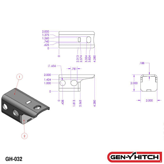 GEN-Y HITCH, 2 Shank, 10-16K Replacement Pintle Lock (Only Compatible with Gen-Y Receivers)