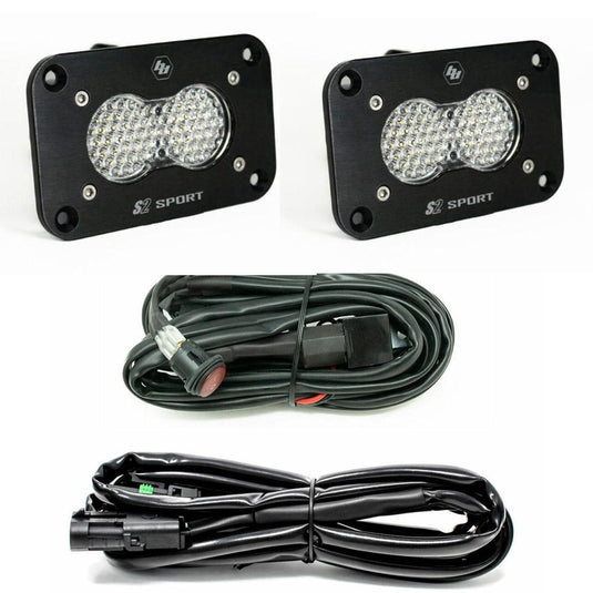 Baja Designs Reverse Light Kit Pair Black Flush Mount S2 Sport Series Work/Scene Pattern Clear Lens Universal 547808