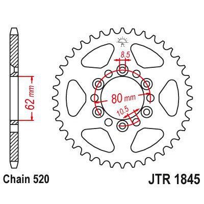 JT Sprockets Rear Steel Sprocket 37 Tooth 37T 520 Chain JTR1845.37