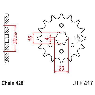 Load image into Gallery viewer, JT Sprockets Front Steel Sprocket 14 Tooth 14T 428 Chain JTF417.14
