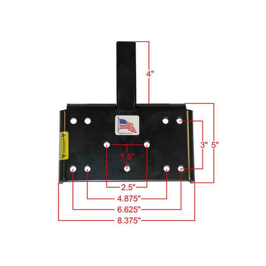Rigid Hitch (ATV-WM125) ATV/UTV Winch Mounting Plate for 1-1/4 Inch Receivers - Made in USA