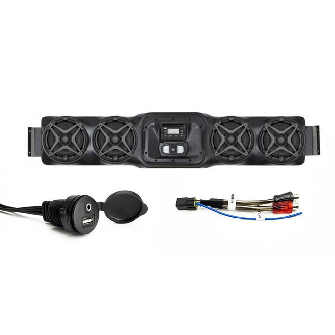 SSV Works 4 Speaker Overhead Weatherproof Sound Bar With RCA Harness And AUX/USB Add-On