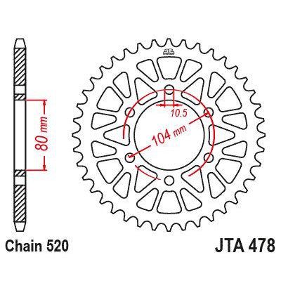 JT Sprockets Rear Racelite Aluminum Race Sprocket Gold 46 Tooth 46T 520 Chain