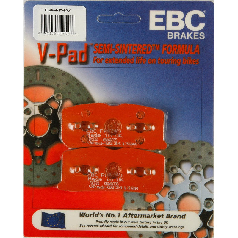 Load image into Gallery viewer, EBC 1 Pair V-Pad Semi-Sintered Touring Brake Pads MPN FA474V
