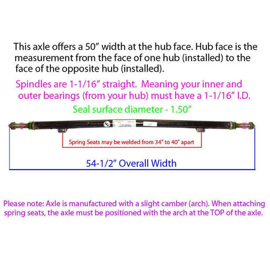 2,200 lb. Straight Axle Tube - 50 Inch Hub Face