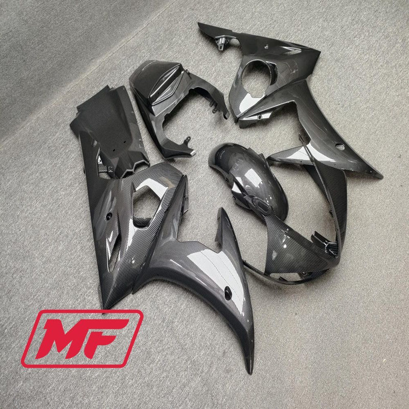 Load image into Gallery viewer, Monster Fairings Full Kit Yamaha YZF R6 03-04 Carbon Fiber Style + Windshield + Gas Tank Cover
