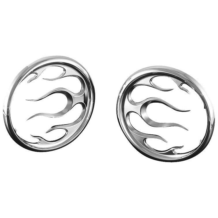 Harley-Davidson FLHX Street Glide 2006-2013Flame Speaker Grills Chrome Kuryakyn