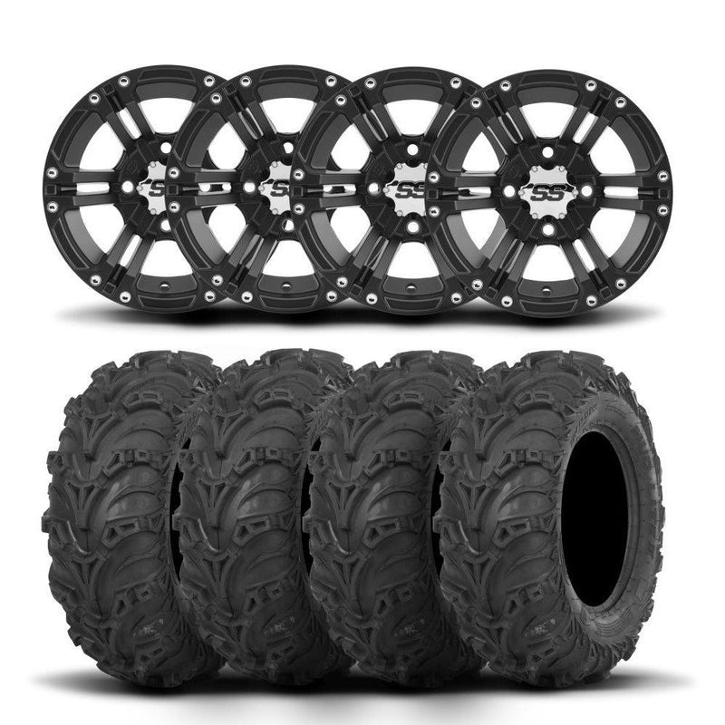Load image into Gallery viewer, ITP SS212 12&quot; Matte Black Wheels And Mud Lite II Tires [26x11-12]
