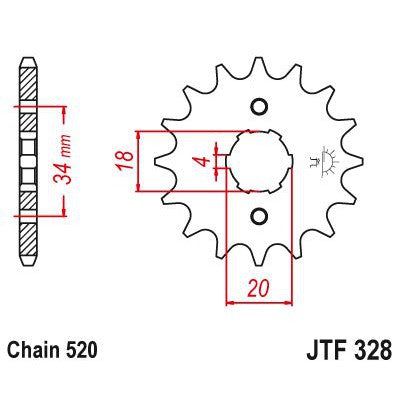 Load image into Gallery viewer, JT Sprockets Front Steel Countershaft Sprocket 12 Tooth 12T 520 Chain JTF328.12
