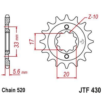 JT Sprockets Front Steel Countershaft Sprocket 13 Tooth 13T 520 Chain JTF430.13