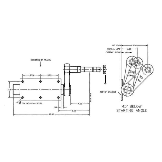 500 lb. Torsional Stub Axles With 4-Bolt on 4 Inch Hubs - With Bearing Buddies And Caps